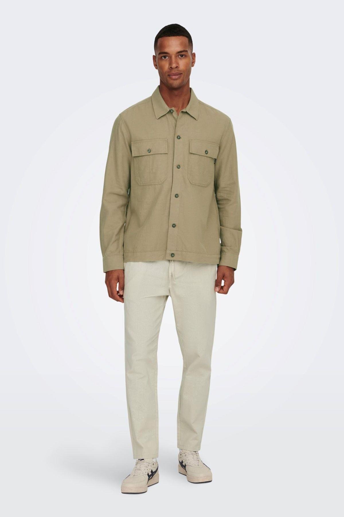 Only & Sons Erkek Lastikli Bel Keten Pantolon - 22024966 - Only & Sons - 81634202322024966