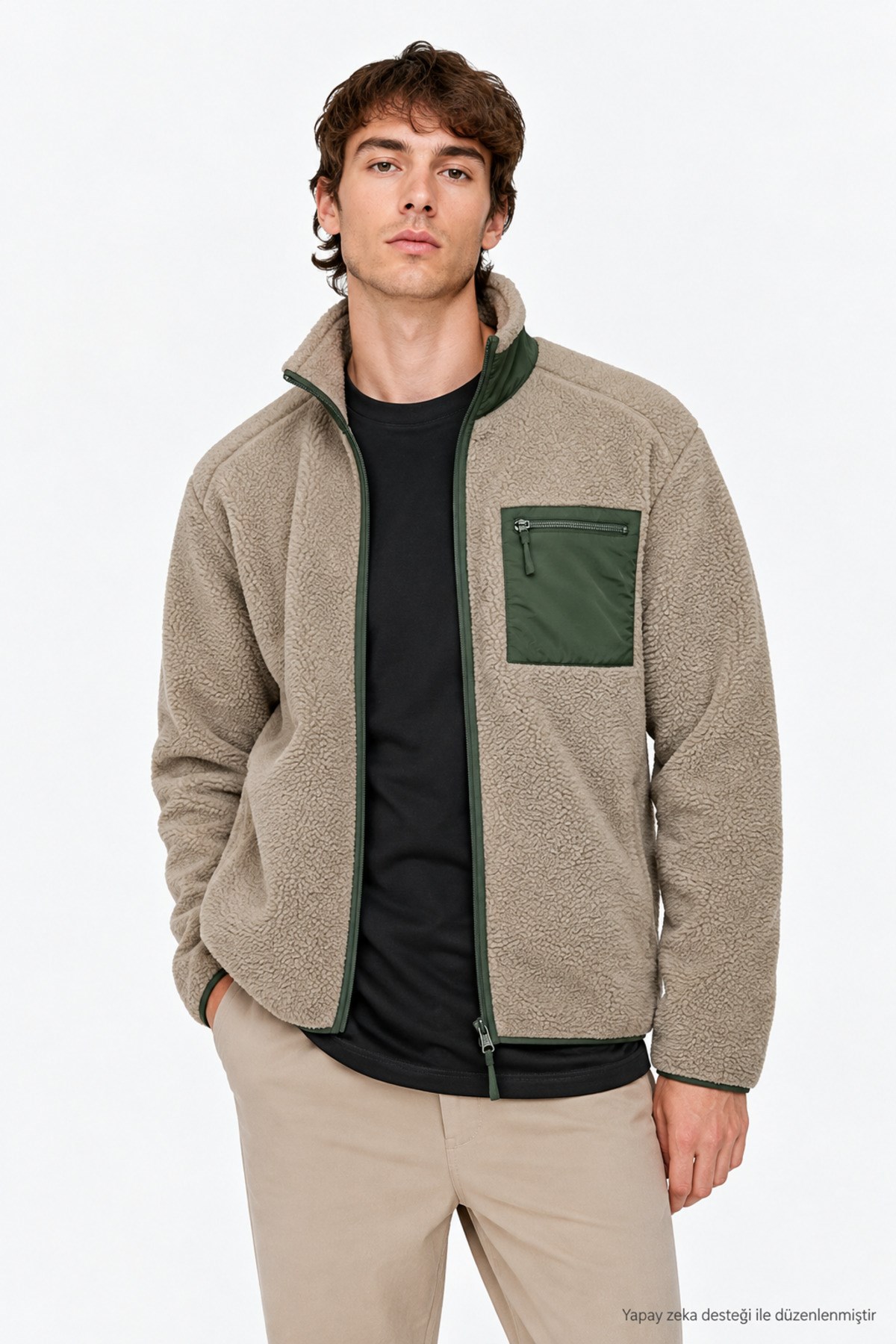 Only &Sons Erkek Onsdallas Sherpa Jacket Bej Mont Ceket- 22025599 - Only & Sons - 22025599-B
