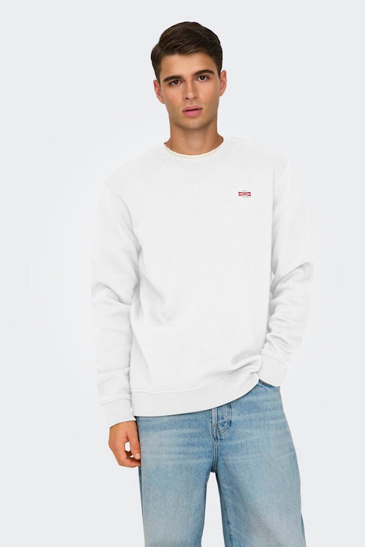 Only & Sons Erkek Onsdawson Beyaz Sweatshirt - 22033193 - Only & Sons - 2-22033193