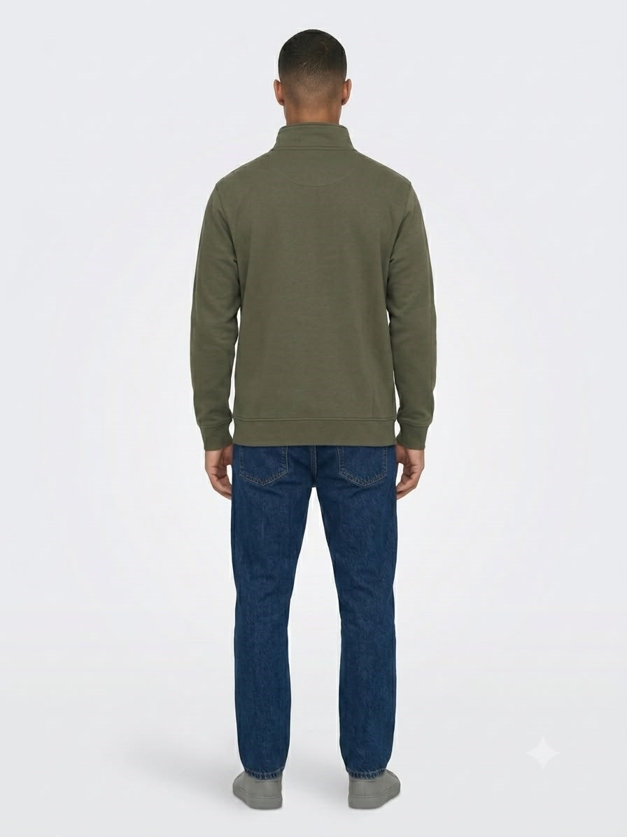 Only & Sons Erkek ONSDAWSON REG LS HALF SWEATSHİRT YEŞİL - 22039036  - Only & Sons - 22039036-1