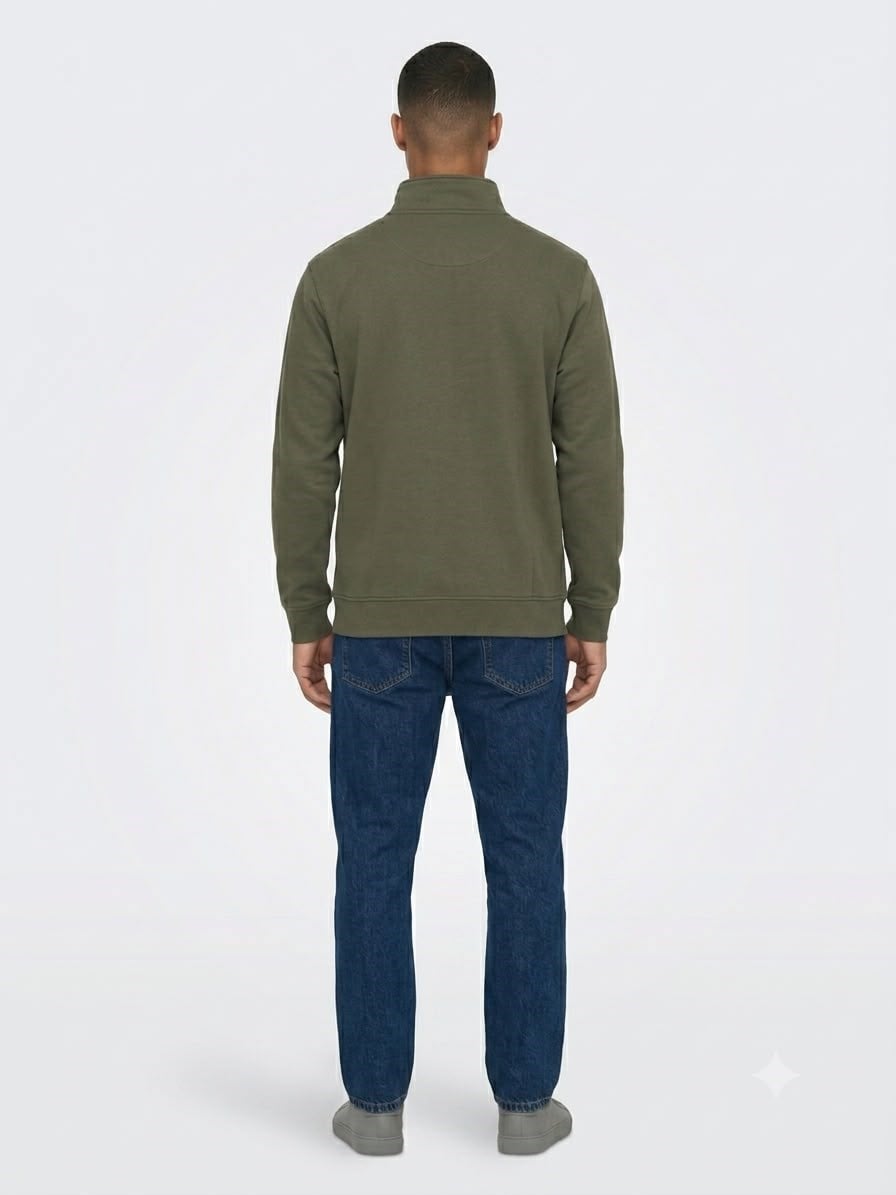 Only & Sons Erkek ONSDAWSON REG LS HALF SWEATSHİRT YEŞİL - 22039036  - Only & Sons - 22039036-1