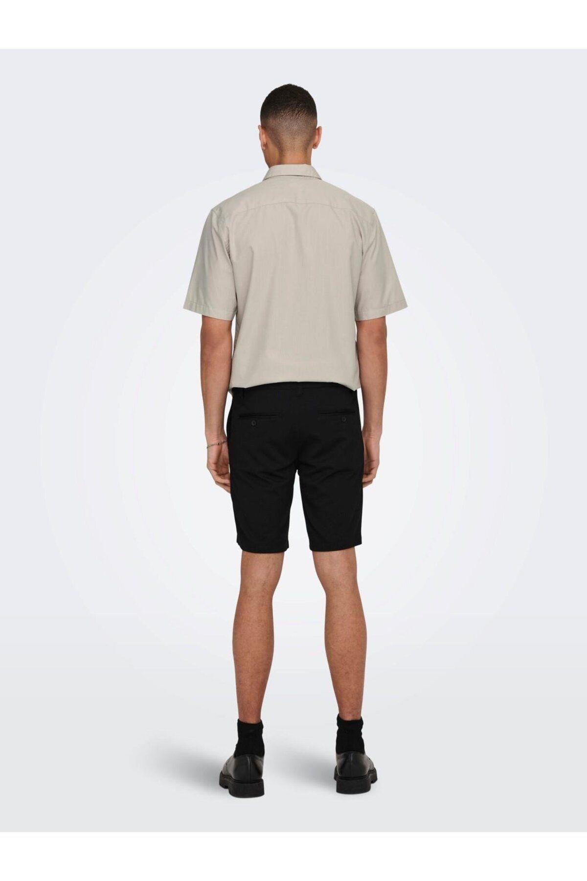 Only & Sons Erkek Onsmark Düğmeli Günlük Düz Şort - 22018667 - Only & Sons - muk-22018667