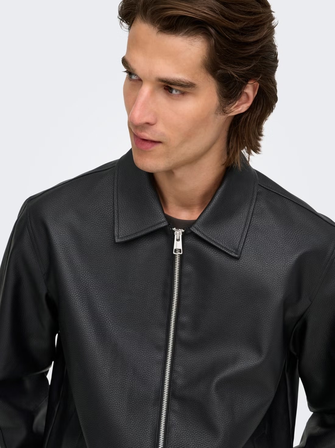 Only & Sons Erkek Onsrem Siyah Deri Ceket - 22038683   - Only & Sons - 22038683