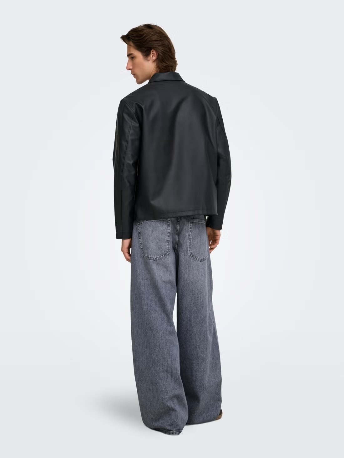 Only & Sons Erkek Onsrem Siyah Deri Ceket - 22038683   - Only & Sons - 22038683