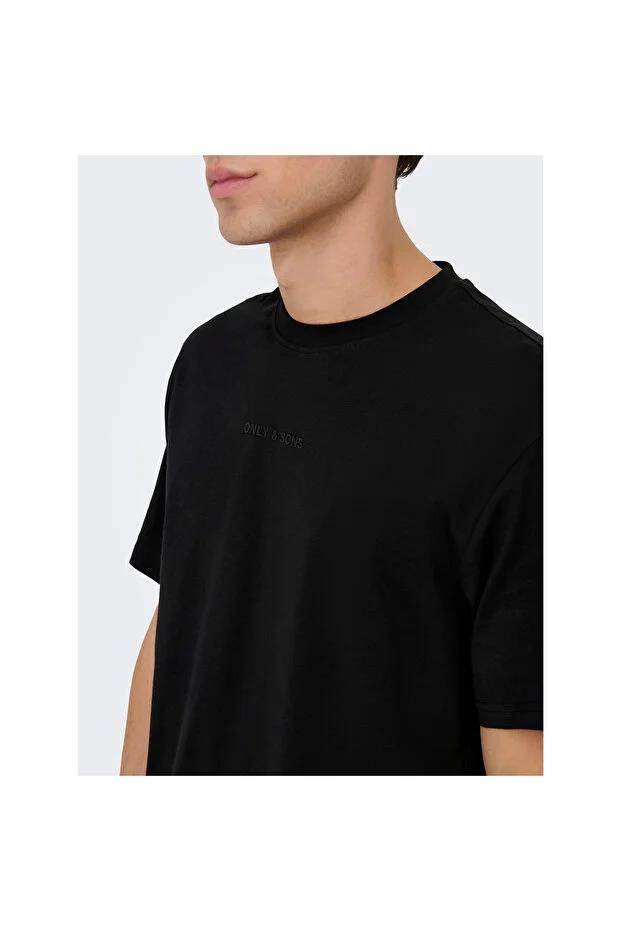 Only & Sons Erkek Pamuklu Regular Fit Yuvarlak Yaka Siyah T-Shirt - 22028147 - Only & Sons - 22028147-2