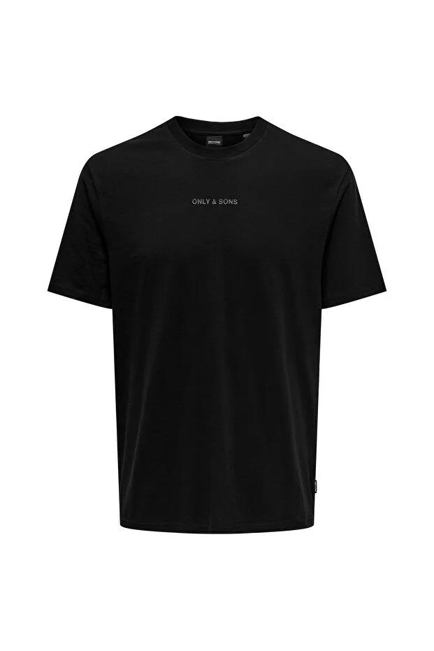 Only & Sons Erkek Pamuklu Regular Fit Yuvarlak Yaka Siyah T-Shirt - 22028147 - Only & Sons - 22028147-2