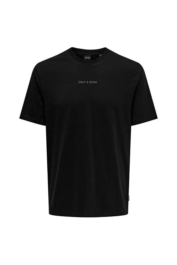 Only & Sons Erkek Pamuklu Regular Fit Yuvarlak Yaka Siyah T-Shirt - 22028147 - Only & Sons - 22028147-2