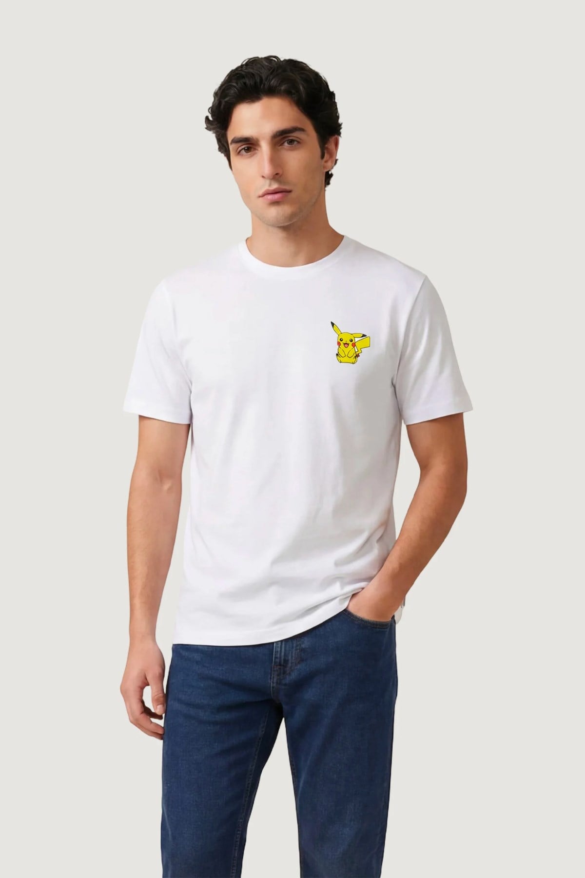 Only & Sons Erkek Pokemon Nakışlı Pikachu T-shirt-22037659 - Only & Sons - Pk-22037659
