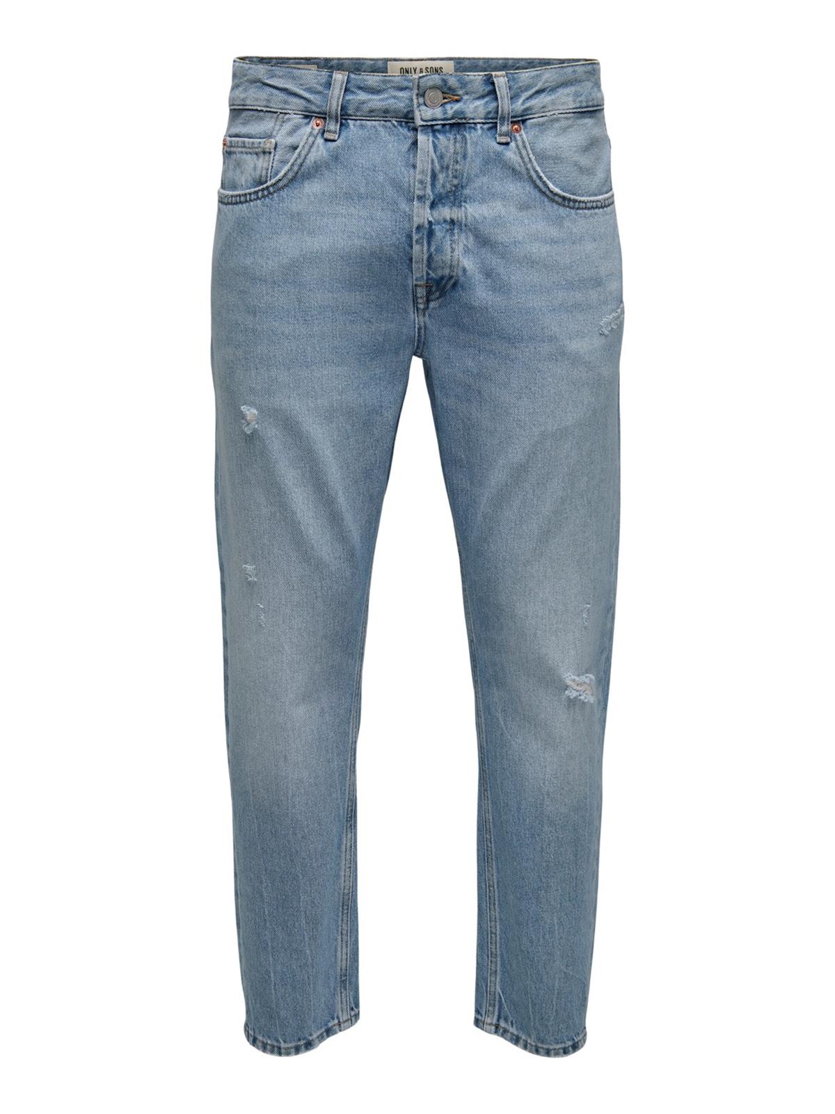 Only & Sons Erkek Rahat Kesim Kot Pantolon ONSAVI CROP L. BLUE 4858 JEANS 22024858 - Only & Sons - 22024858