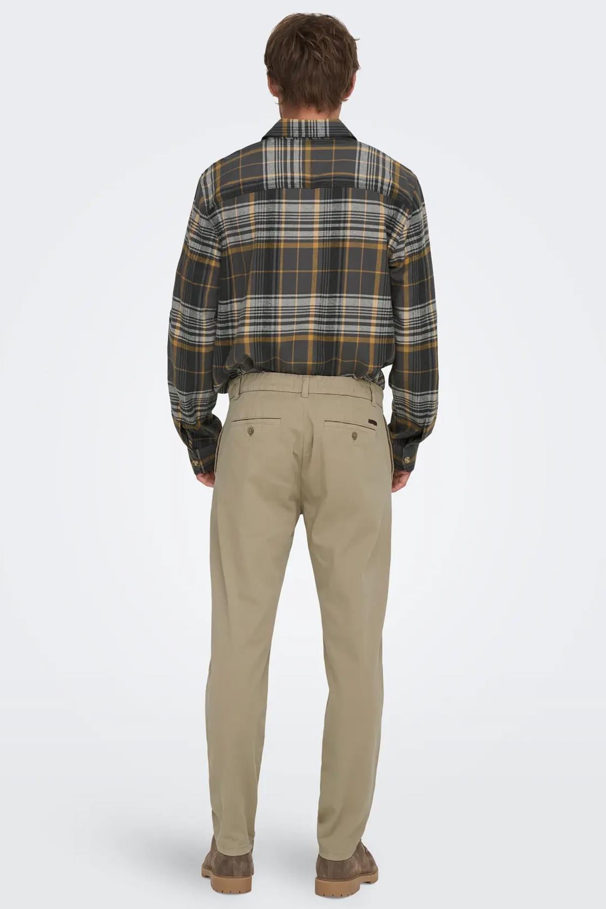 Only & Sons Erkek Regular Fit Lastikli Bel Bej Pantolon - 22029761 - Only & Sons - 22029761-2