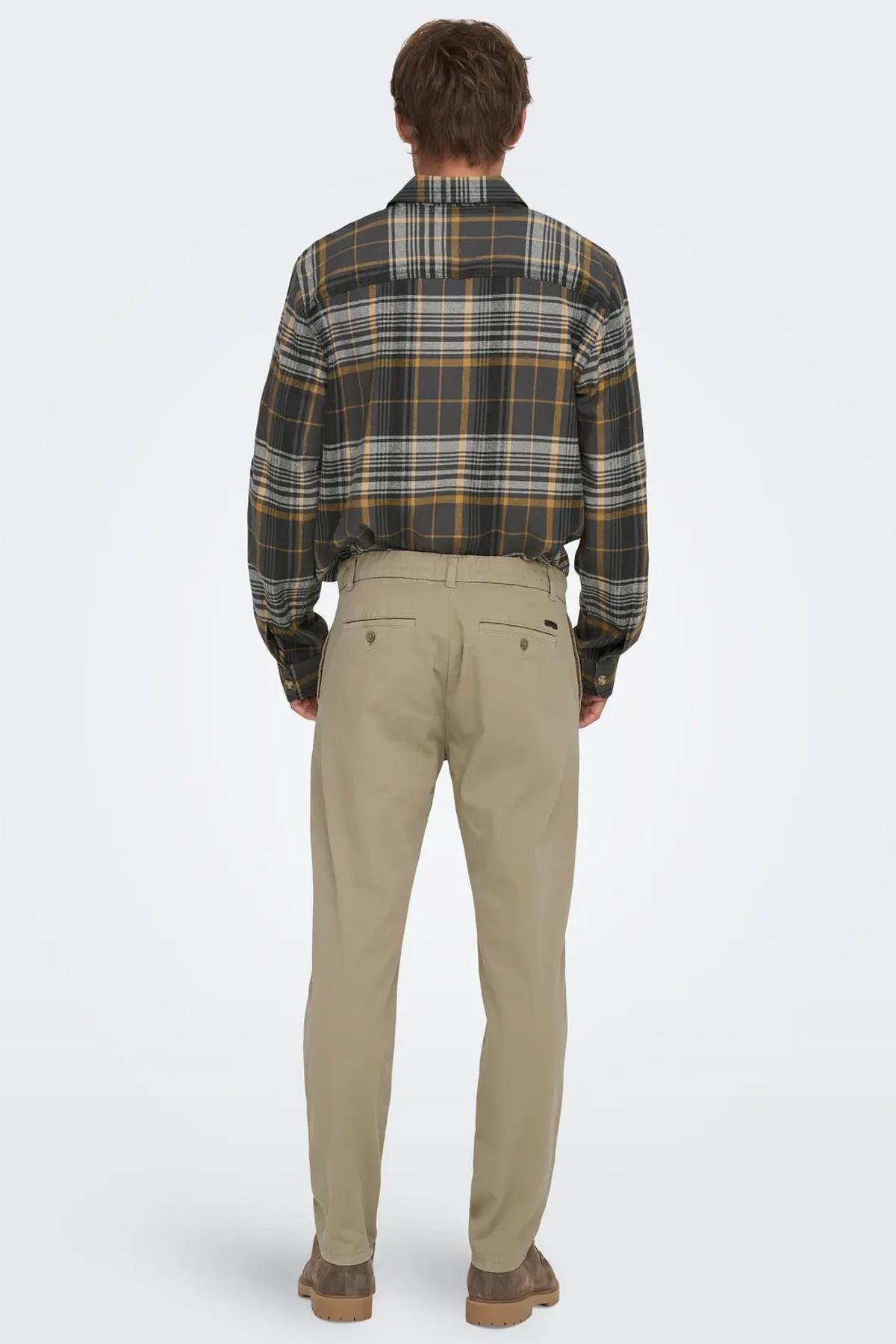 Only & Sons Erkek Regular Fit Lastikli Bel Bej Pantolon - 22029761 - Only & Sons - 22029761-2