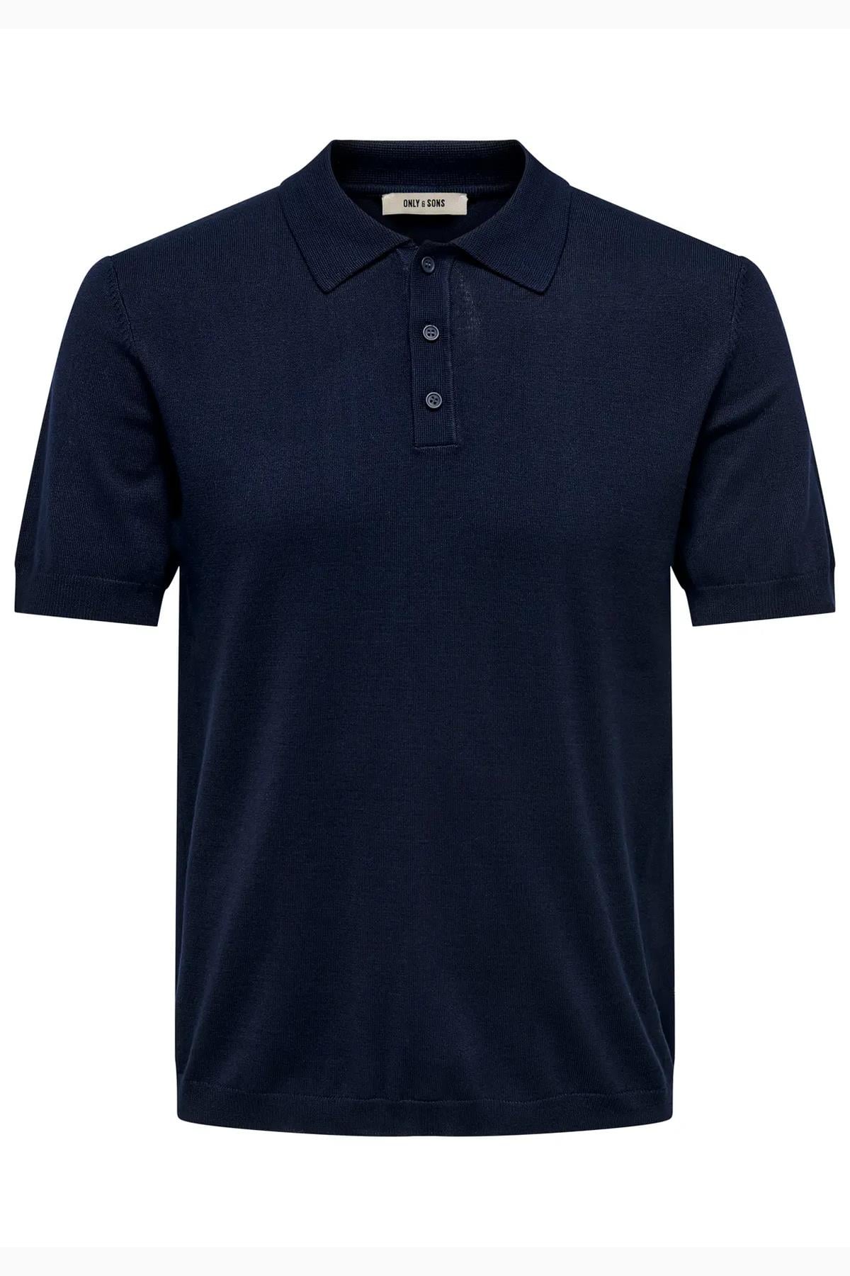 Only & Sons Erkek Regular Fit Polo Yaka Lacivert Triko T-Shirt - 22022219 - Only & Sons - 22022219-L
