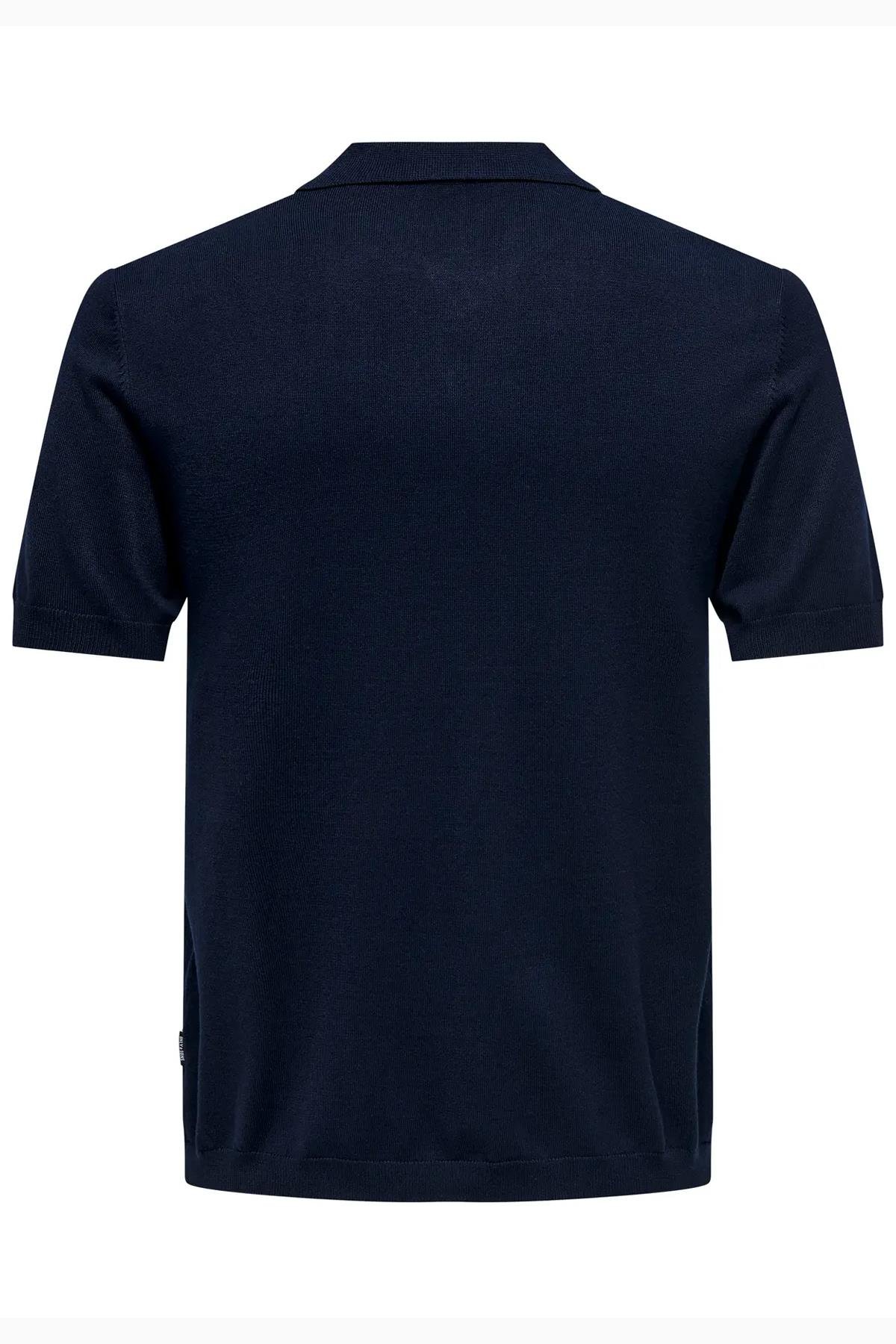 Only & Sons Erkek Regular Fit Polo Yaka Lacivert Triko T-Shirt - 22022219 - Only & Sons - 22022219-L