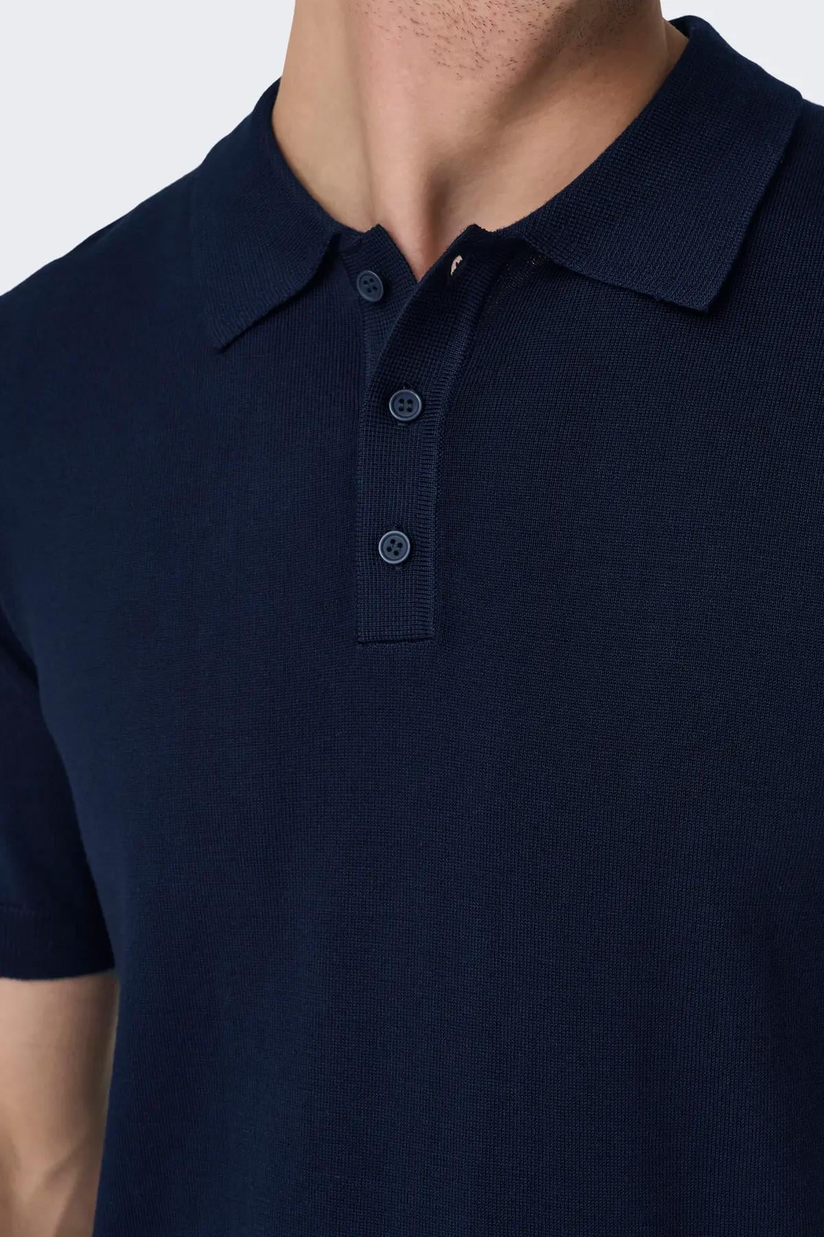 Only & Sons Erkek Regular Fit Polo Yaka Lacivert Triko T-Shirt - 22022219 - Only & Sons - 22022219-L