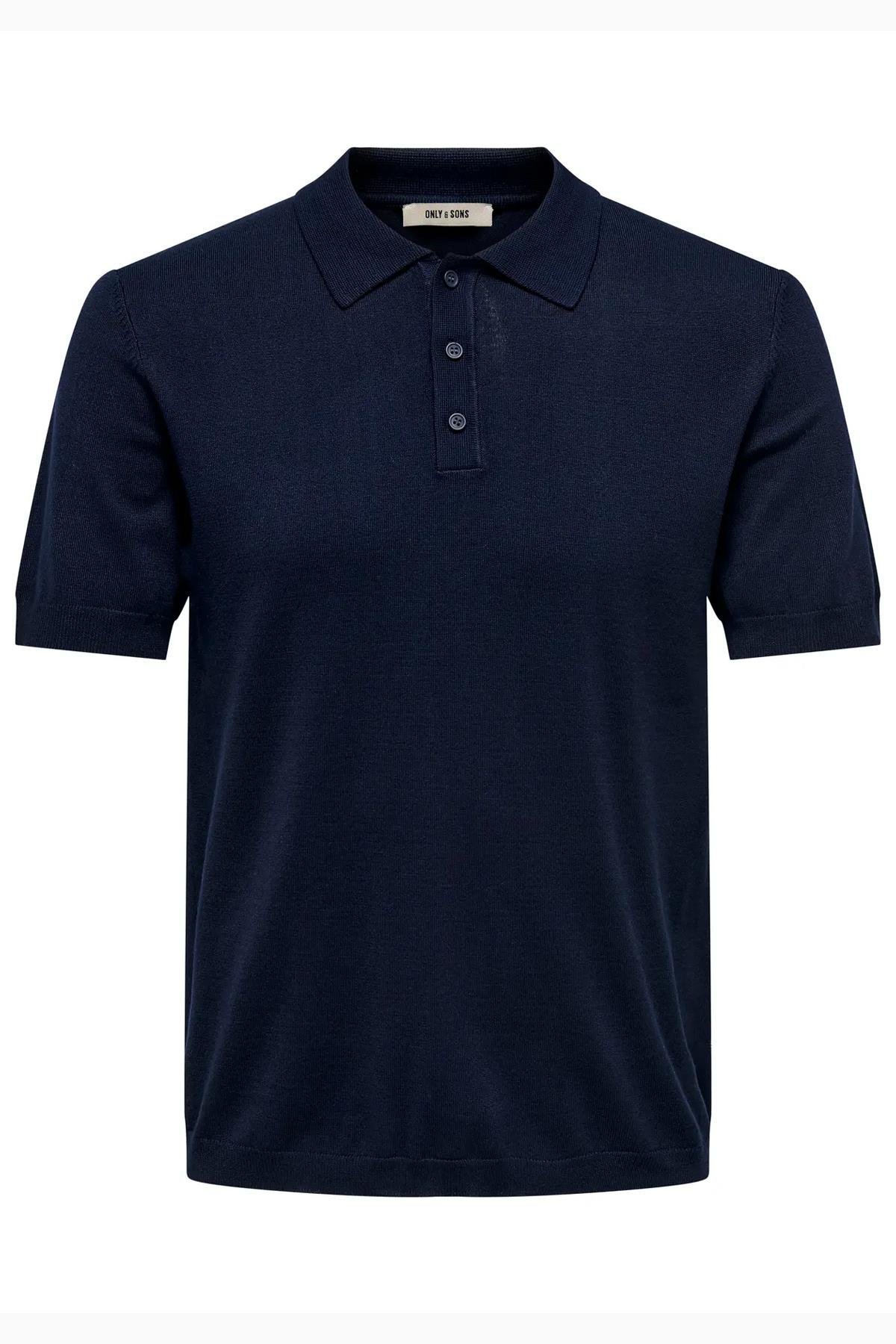 Only & Sons Erkek Regular Fit Polo Yaka Lacivert Triko T-Shirt - 22022219 - Only & Sons - 22022219-L