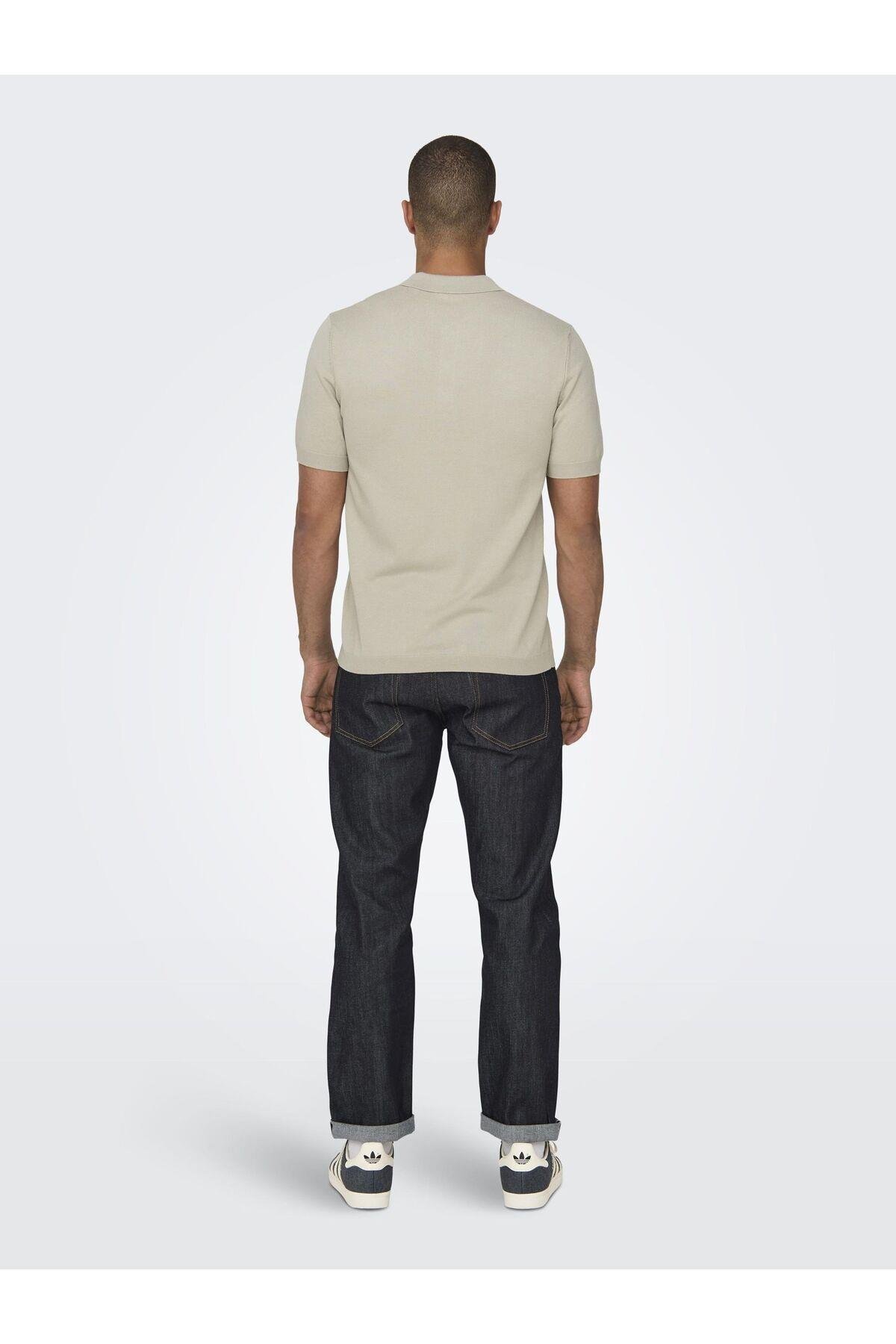 Only & Sons Erkek Regular Fit Polo Yaka Bej Triko T-Shirt - 22022219 - Only & Sons - 22022219-Bej
