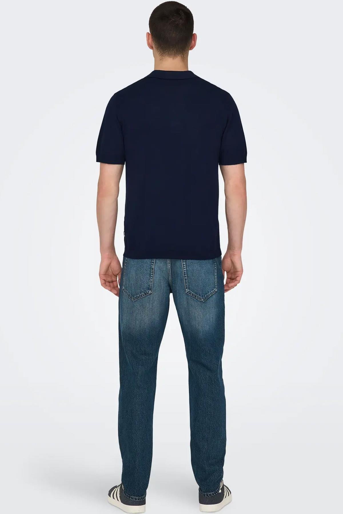 Only & Sons Erkek Regular Fit Polo Yaka Lacivert Triko T-Shirt - 22022219 - Only & Sons - 22022219-L