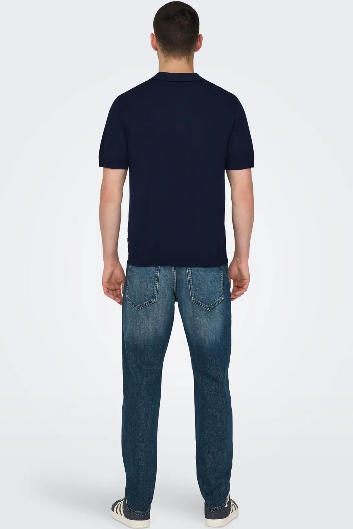 Only & Sons Erkek Regular Fit Polo Yaka Lacivert Triko T-Shirt - 22022219 - Only & Sons - 22022219-L