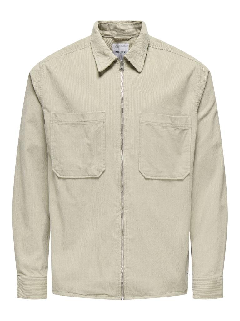 Only & Sons Erkek Relaxed Fit Fermuarlı Bej Kadife Ceket - 22029769 - Only & Sons - 22029769