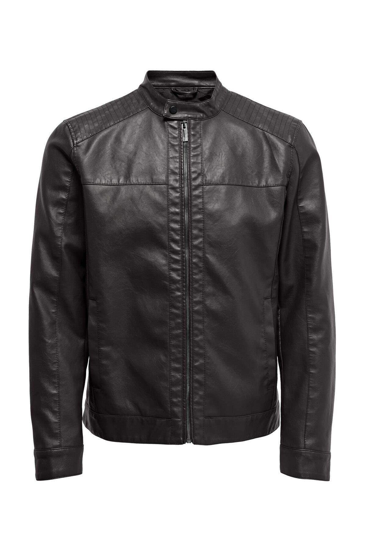 Only & Sons Erkek Siyah Deri Ceket 22012339blk - Only & Sons - TYC00034758225