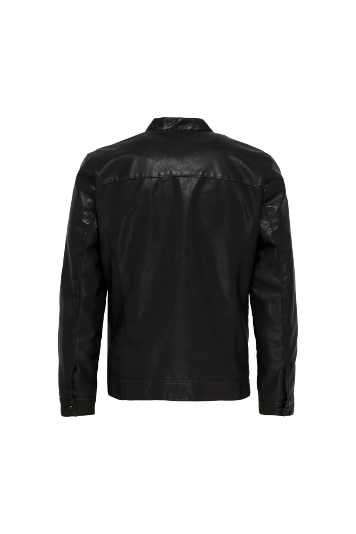 Only & Sons Erkek Siyah Deri Ceket 22012339blk - Only & Sons - TYC00034758225
