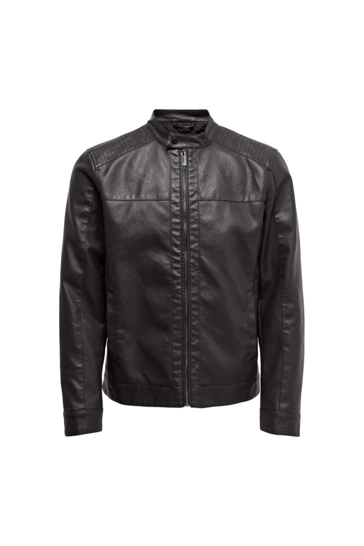 Only & Sons Erkek Siyah Deri Ceket 22012339blk - Only & Sons - TYC00034758225