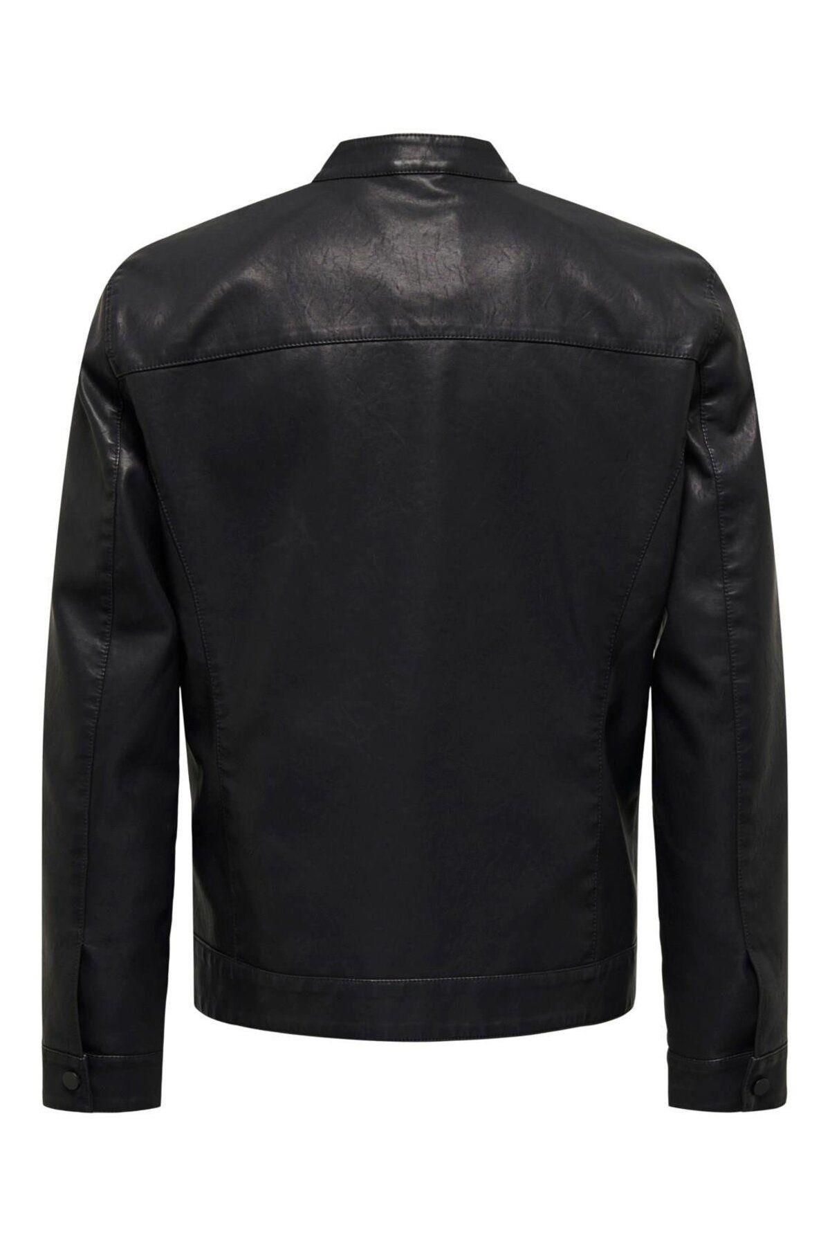 Only & Sons Erkek Siyah Deri Ceket - 22012339 - Only & Sons - TYC00034758225