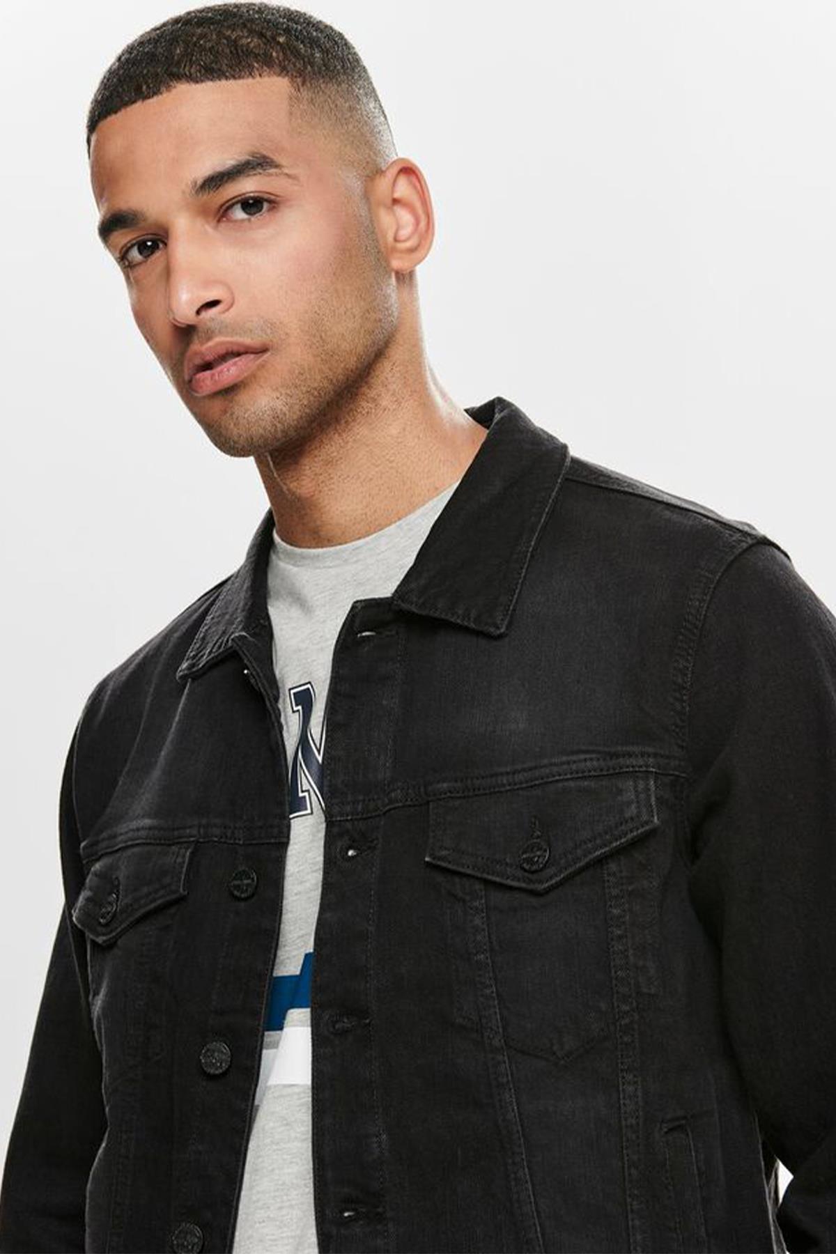 Only & Sons Erkek Siyah Kot Ceket Jacket Black 22010453 - Only & Sons - 22010453