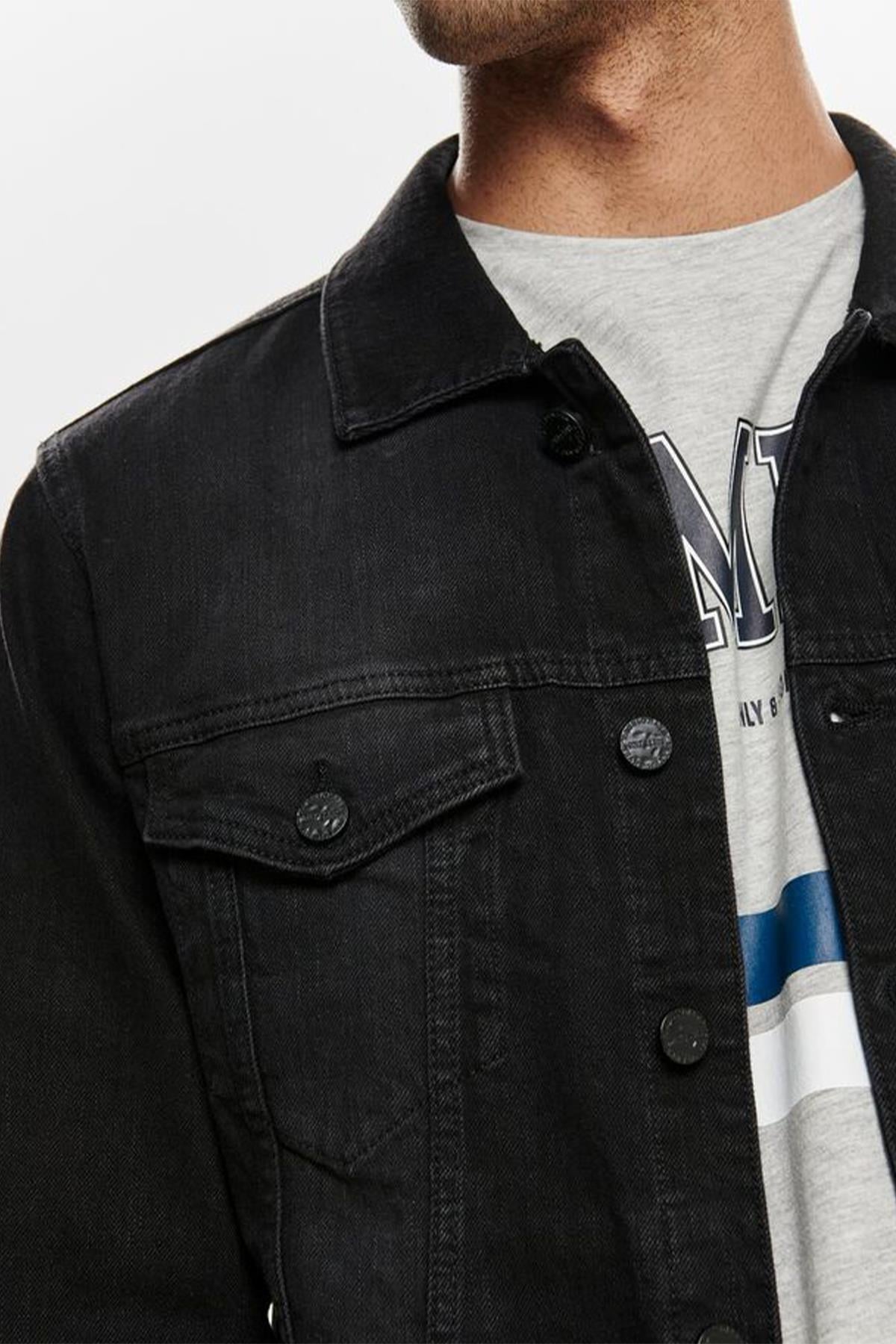 Only & Sons Erkek Siyah Kot Ceket Jacket Black 22010453 - Only & Sons - 22010453