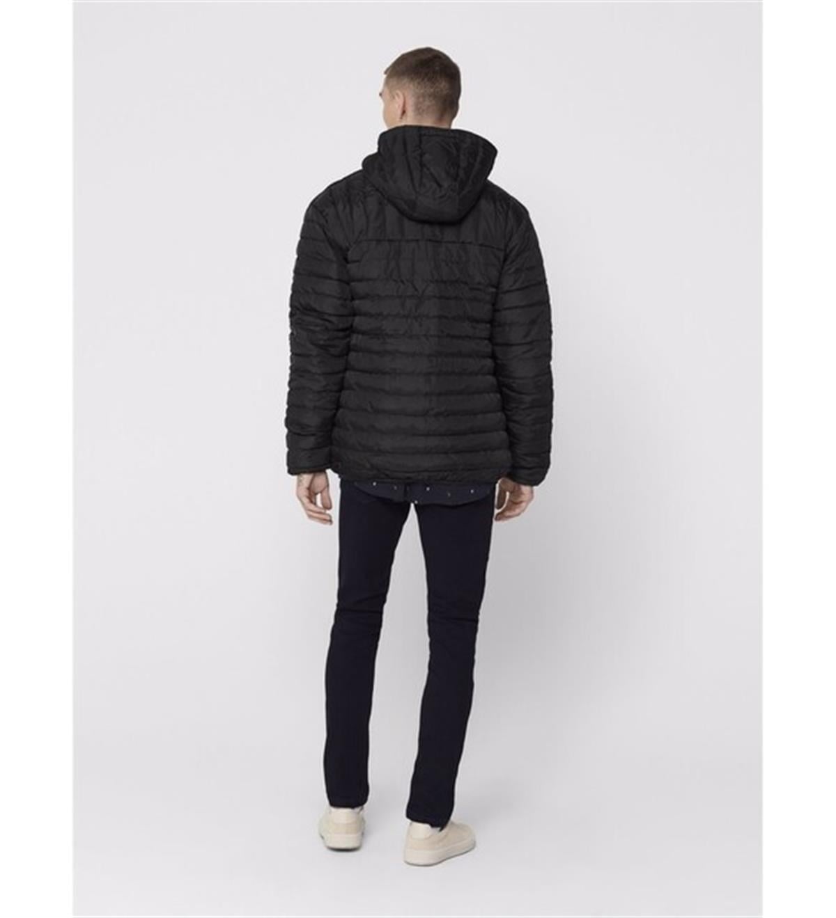 Only & Sons Erkek Siyah Paul Quilted Hood Kapüşonlu Mont 22015121-blk - Only & Sons - 22015121-BLK