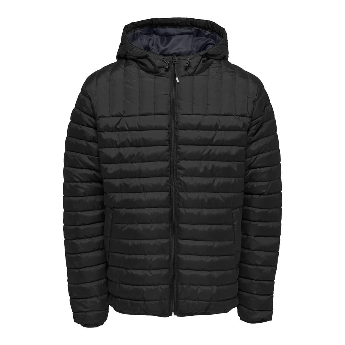 Only & Sons Erkek Siyah Paul Quilted Hood Kapüşonlu Mont 22015121-blk - Only & Sons - 22015121-BLK