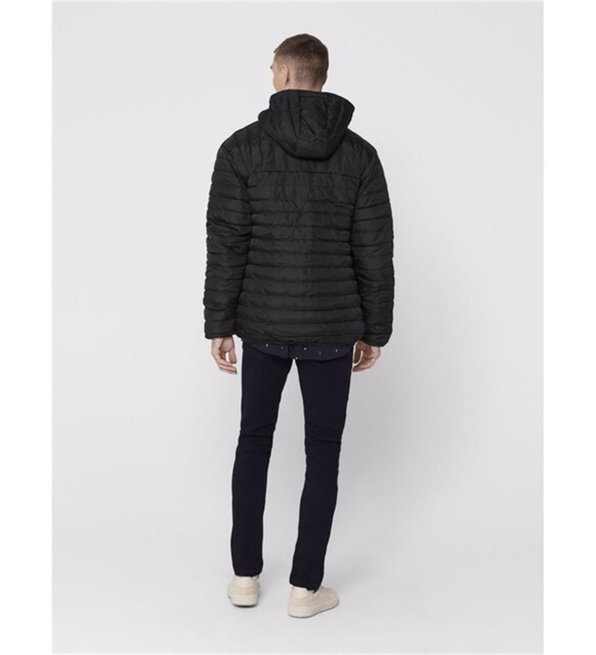 Only & Sons Erkek Siyah Paul Quilted Hood Kapüşonlu Mont 22015121-blk - Only & Sons - 22015121-BLK