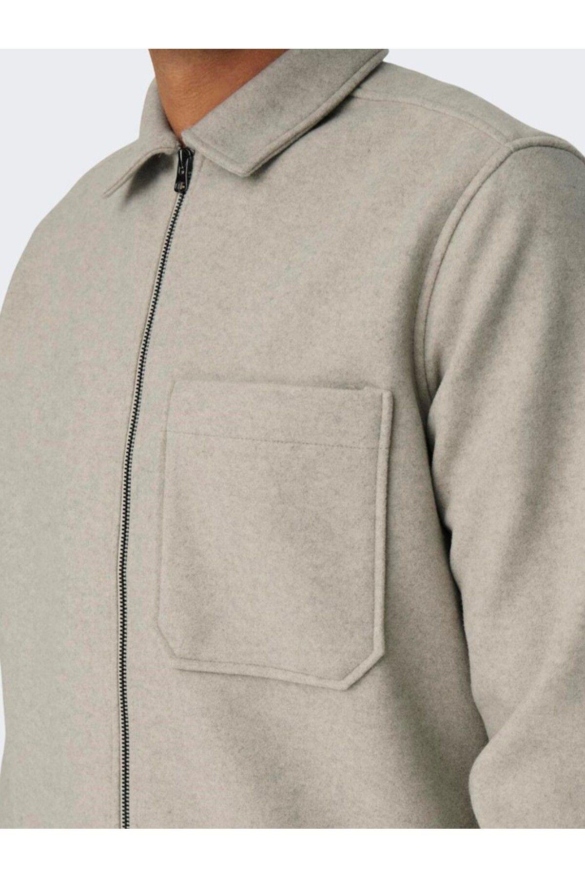 Only & Sons Erkek Yakalı ve Fermuarlı Ceket - 22026312 - Only & Sons - 22026312