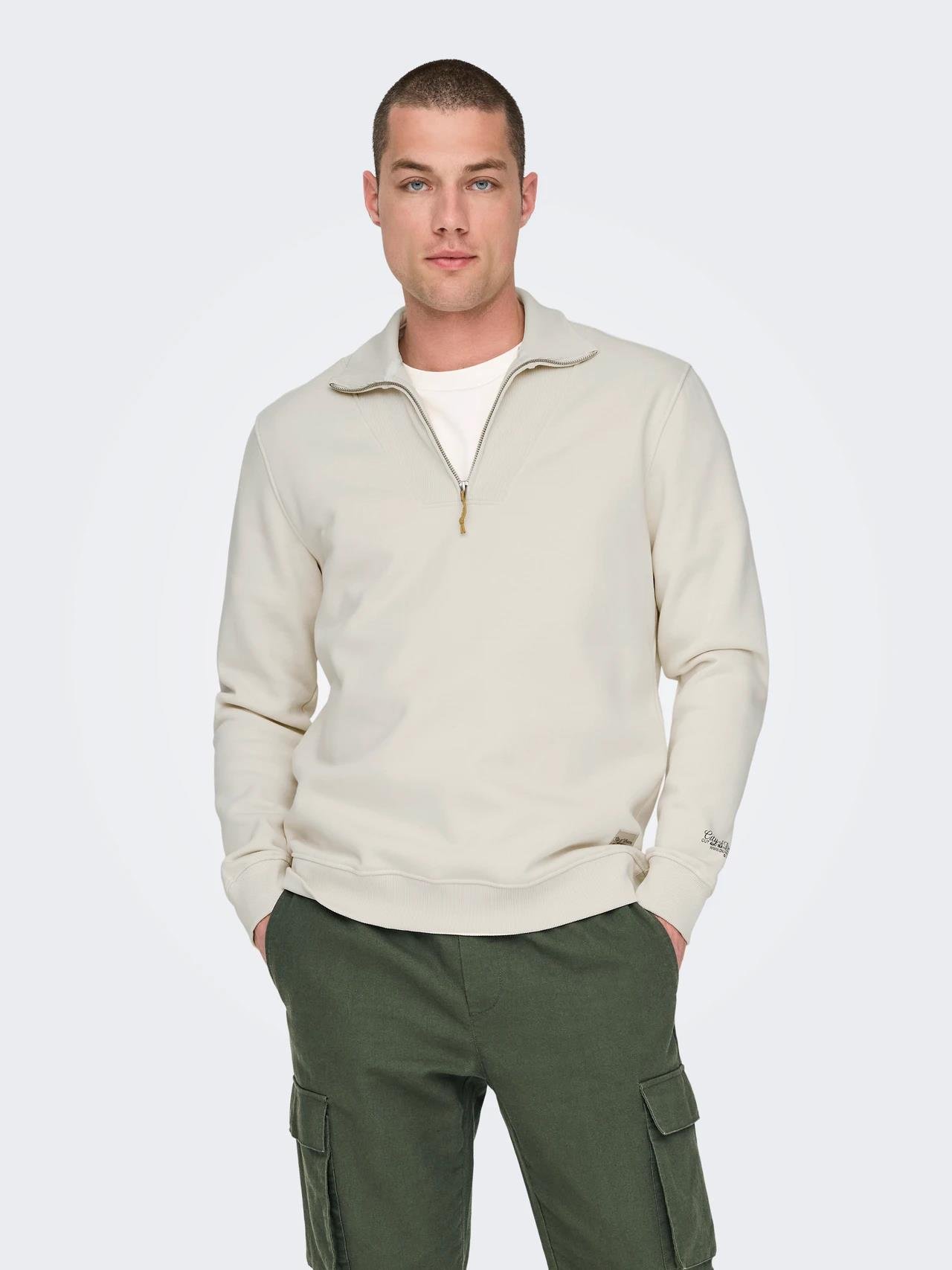 Only & Sons Erkek Yarım Fermuarlı Dik Yaka Sweatshirt - 22030160 - Only & Sons - 22030160