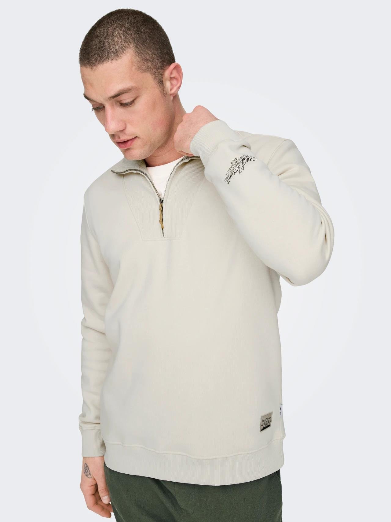 Only & Sons Erkek Yarım Fermuarlı Dik Yaka Sweatshirt - 22030160 - Only & Sons - 22030160