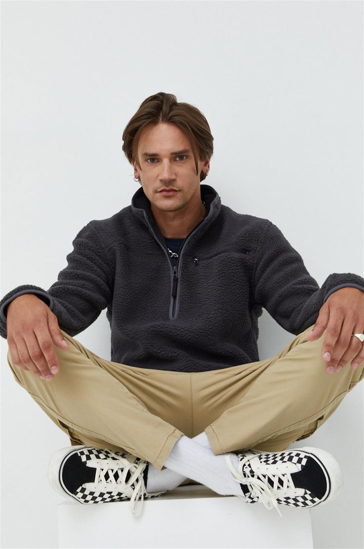 Only & Sons Erkek Yarım Fermuarlı Peluş Sweatshirt - 22022228 - Only & Sons - 22022228