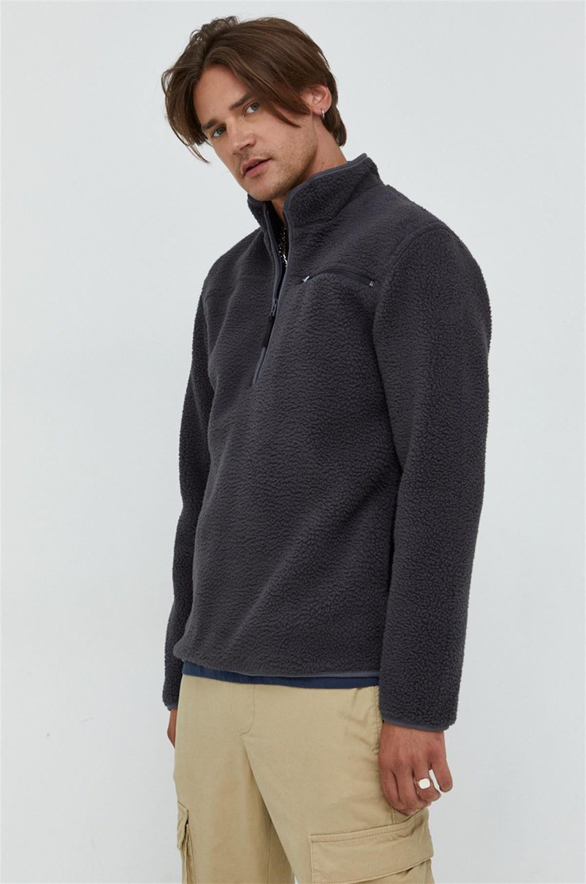 Only & Sons Erkek Yarım Fermuarlı Peluş Sweatshirt - 22022228 - Only & Sons - 22022228