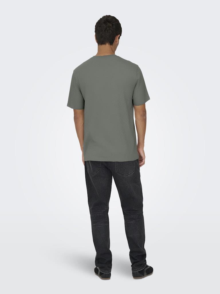 Only & Sons Erkek Yuvarlak Yaka Regular Fit Gri T-Shirt - 22033190 - Only & Sons - 22033190-1