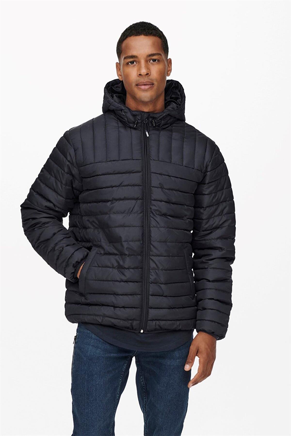 Only & Sons Hafif Şişme Ceket Mont Onspaul Quilted Hood Jacket - 22015121 - Only & Sons - 22015121