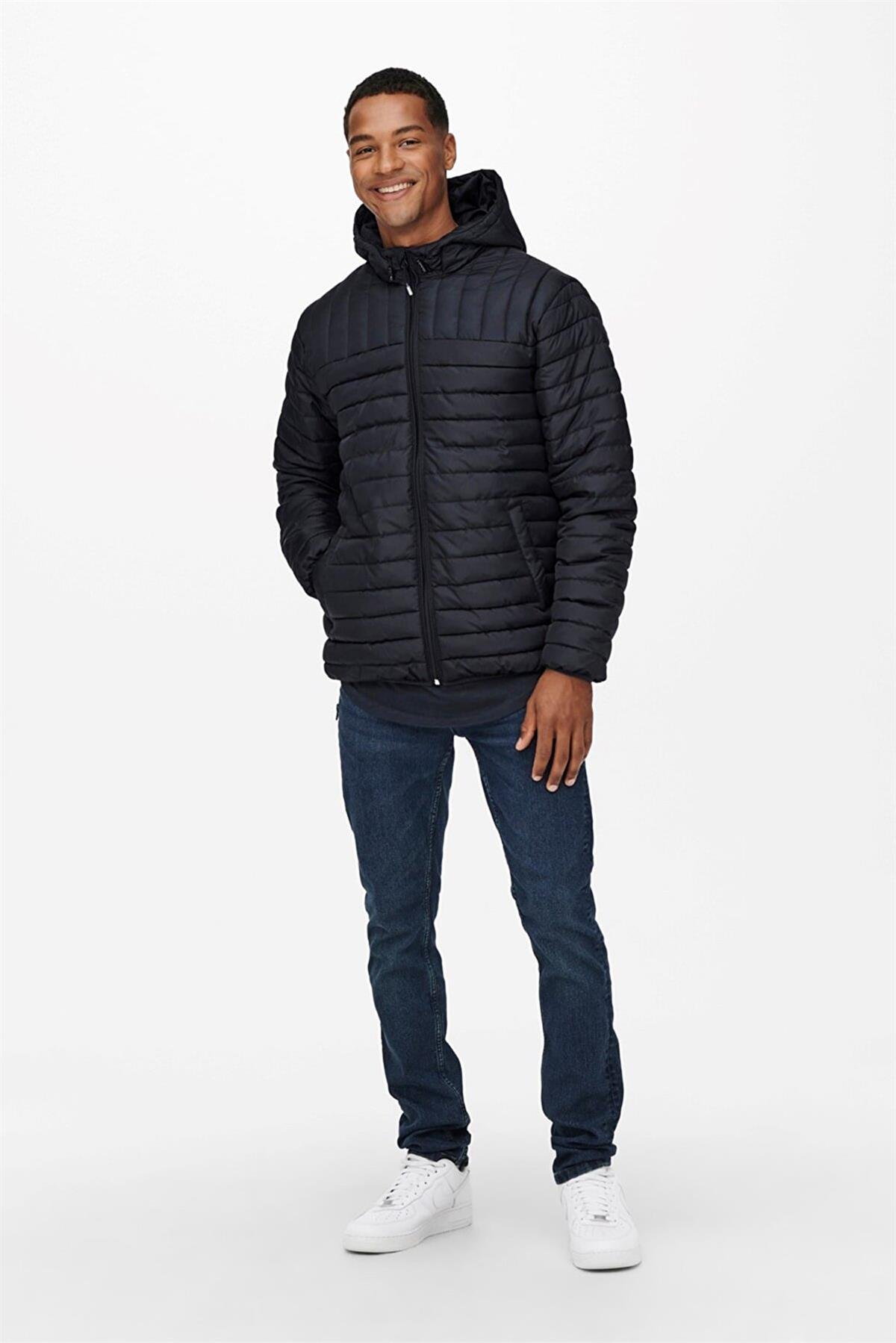 Only & Sons Hafif Şişme Ceket Mont Onspaul Quilted Hood Jacket - 22015121 - Only & Sons - 22015121