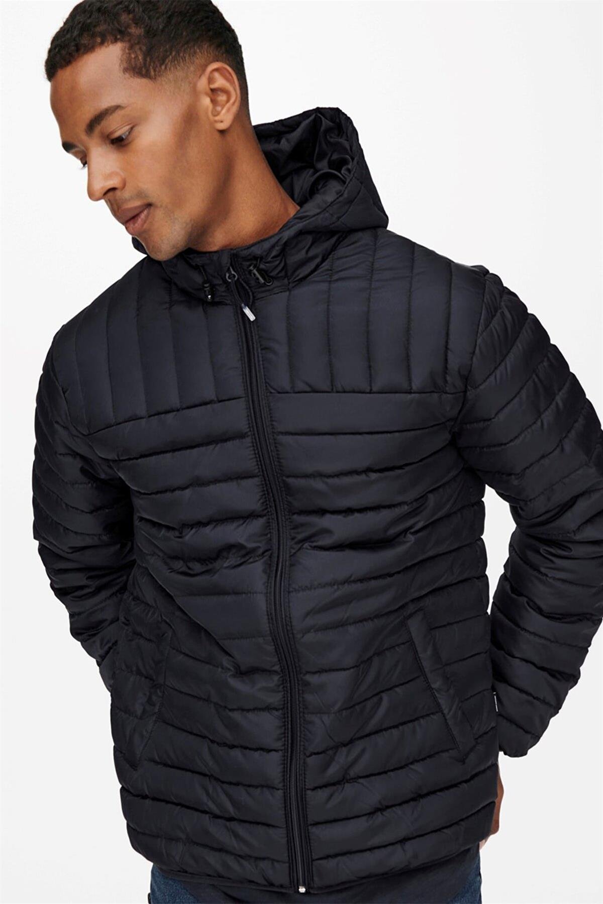 Only & Sons Hafif Şişme Ceket Mont Onspaul Quilted Hood Jacket - 22015121 - Only & Sons - 22015121