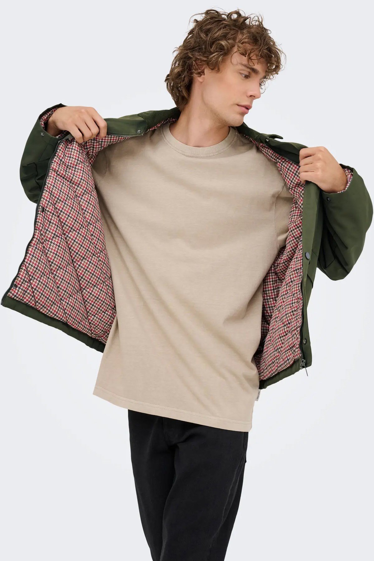 Only & Sons Kosmo Kadife Yaka Erkek Yeşil Ceket - (22034856-ON) - Only & Sons - 22034856-ON