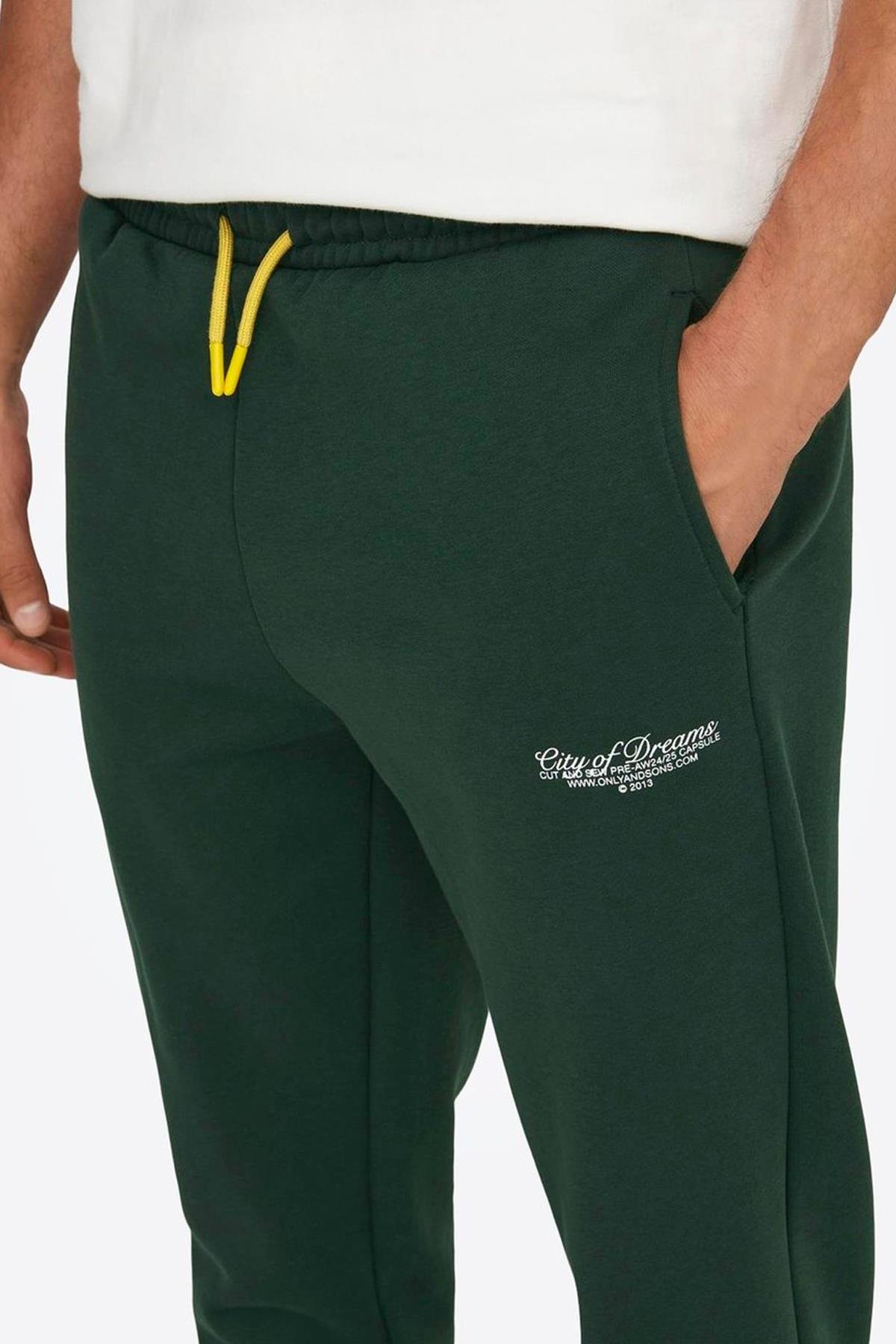 Only & Sons Onsriley Pamuklu Lastikli Paça Sweat Pants Yeşil Eşofman Altı - 22030142 - Only & Sons - 2-22030142