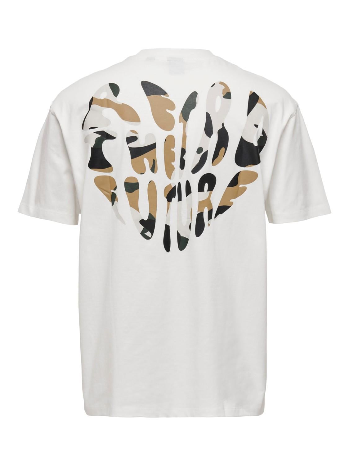 Only & Sons Pamuklu Sırt Baskılı Rahat Kalıp T-shirt ONSHANS CAMO - 22024804 - Only & Sons - 22024804