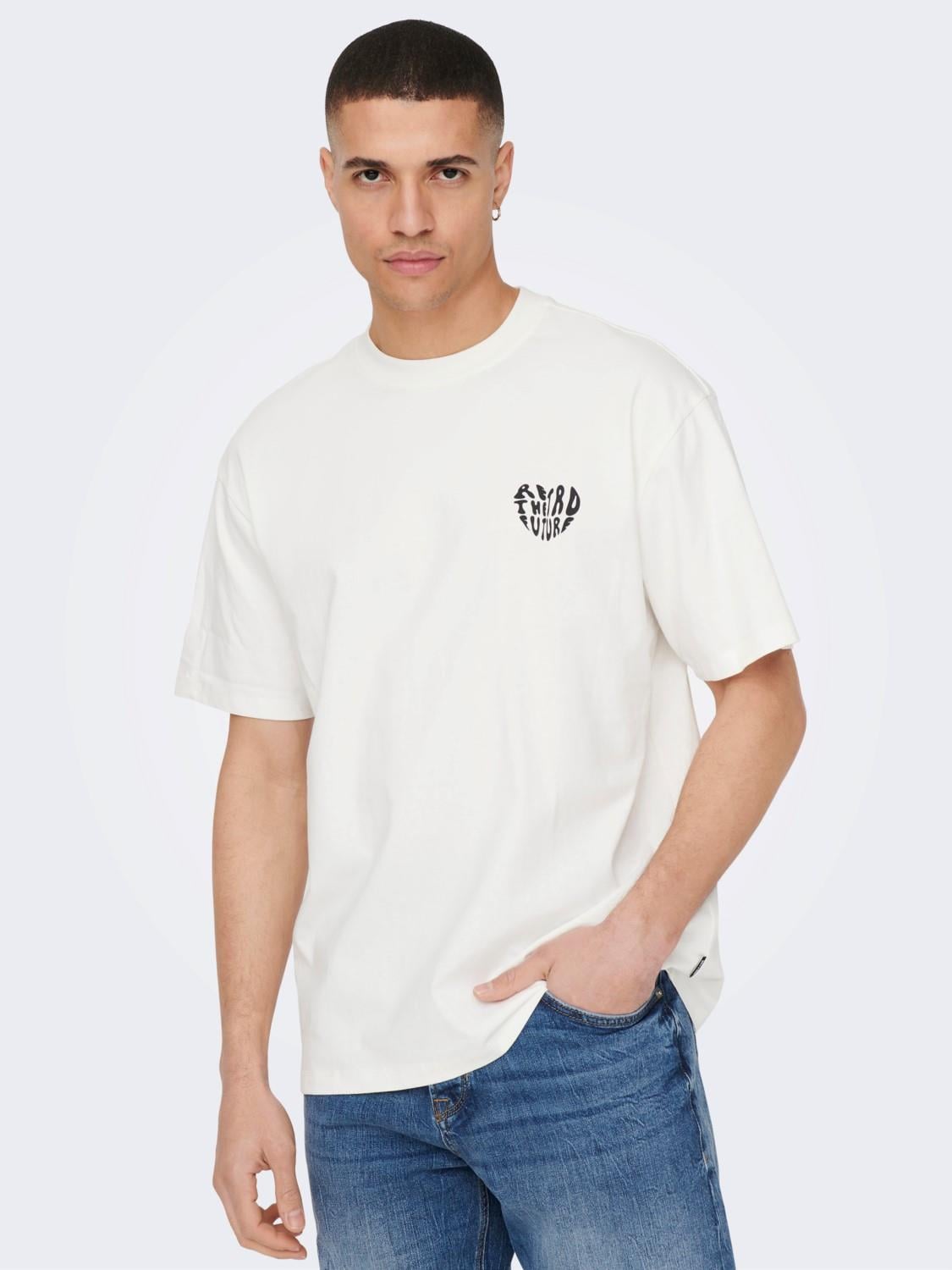 Only & Sons Pamuklu Sırt Baskılı Rahat Kalıp T-shirt ONSHANS CAMO - 22024804 - Only & Sons - 22024804