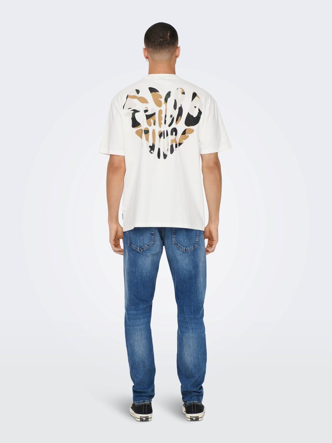 Only & Sons Pamuklu Sırt Baskılı Rahat Kalıp T-shirt ONSHANS CAMO - 22024804 - Only & Sons - 22024804