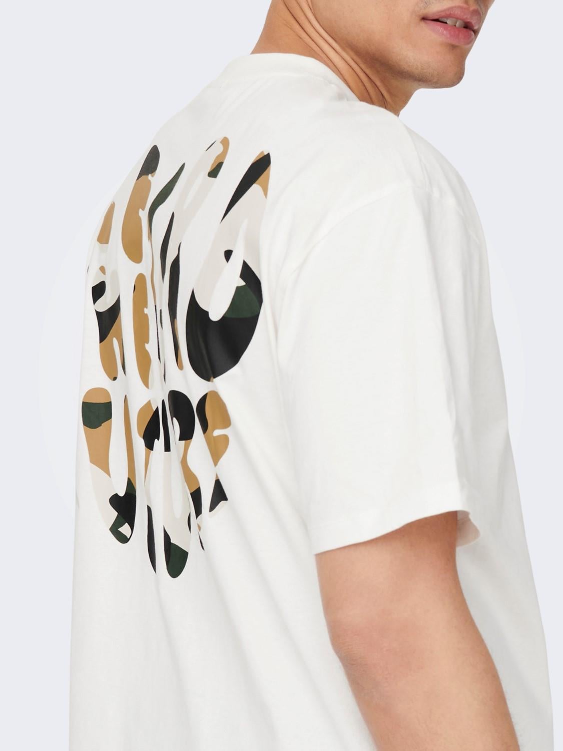 Only & Sons Pamuklu Sırt Baskılı Rahat Kalıp T-shirt ONSHANS CAMO - 22024804 - Only & Sons - 22024804