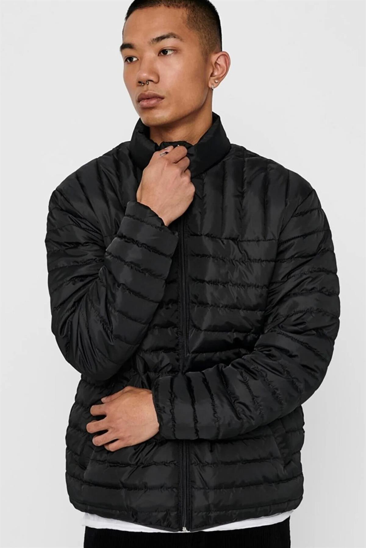Only & Sons Paul Erkek Siyah Şişme Mont - 22015122 - Only & Sons - 22015122-Black