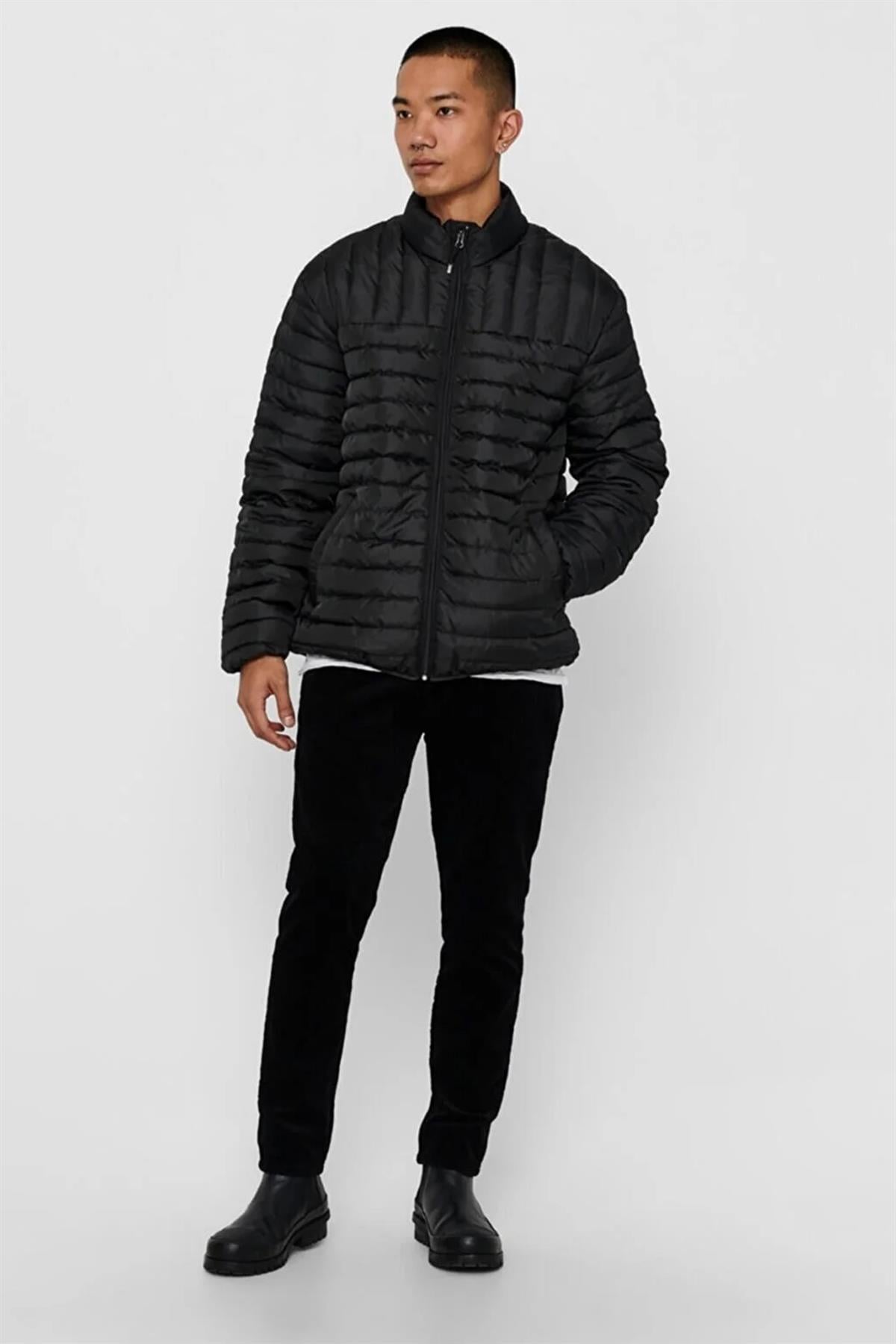 Only & Sons Paul Erkek Siyah Şişme Mont - 22015122 - Only & Sons - 22015122-Black