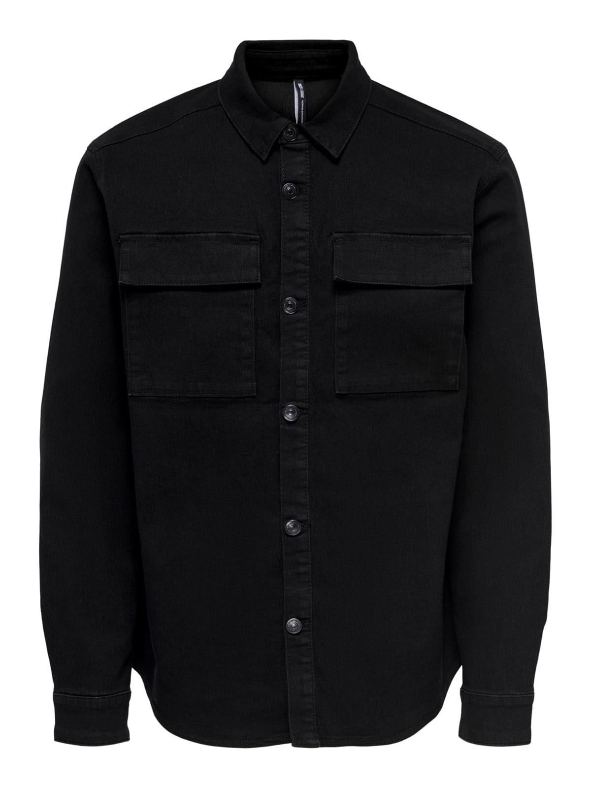 Only&Sons Erkek Oversize Gömlek ONSCAMON BLACK 4335 OVERSHIRT 22024335 - Only & Sons - 22024335